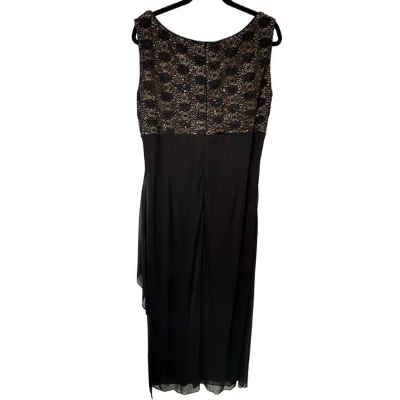 Alex Evenings Gown Women 18W Black Lace Sequin Sleeveless Black Tie Formal Event - Picture 3 of 9